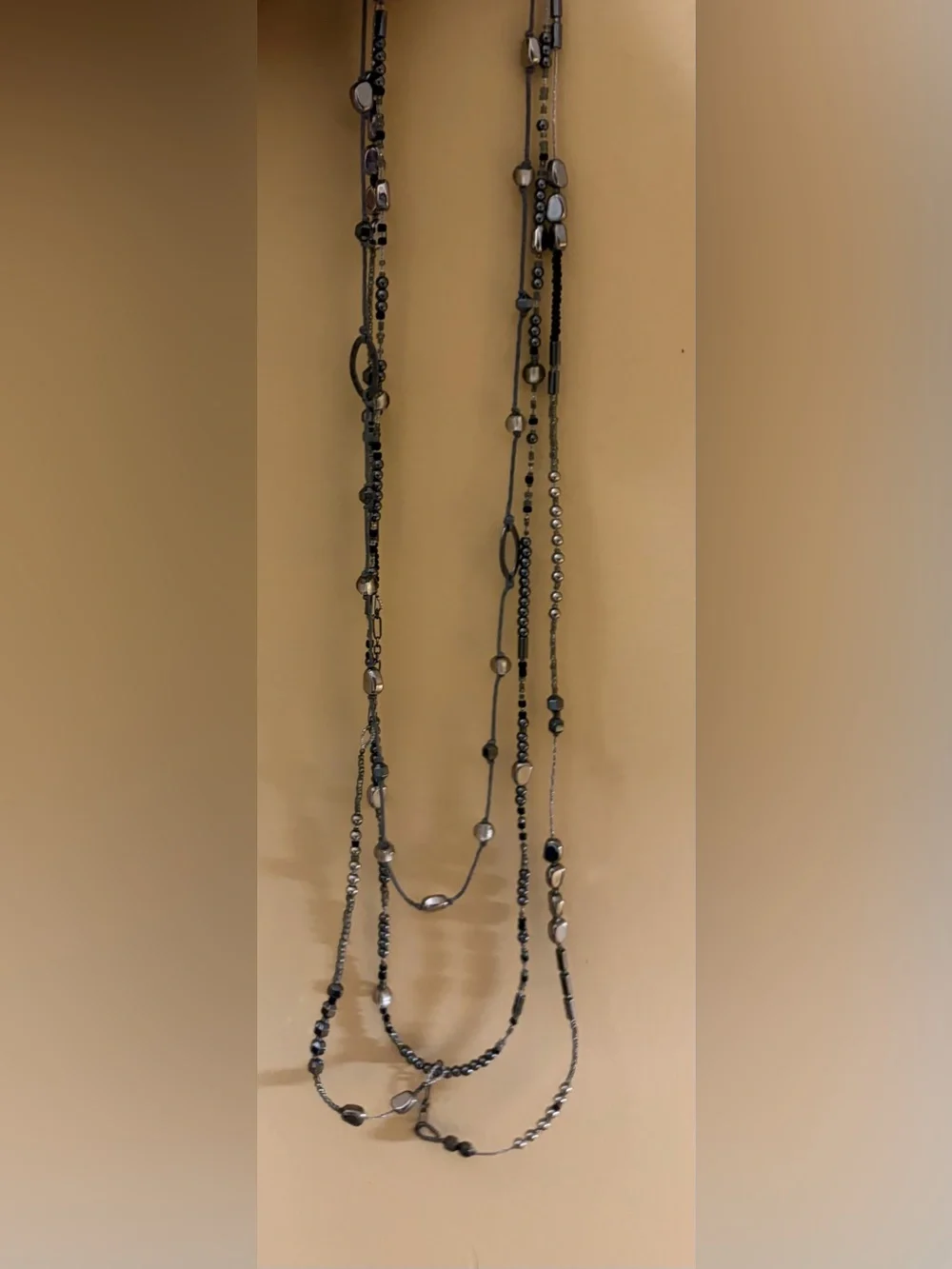 * Silpada Dewdrops Multi-Strand Sterling Hematite Bead Necklace N2097 *